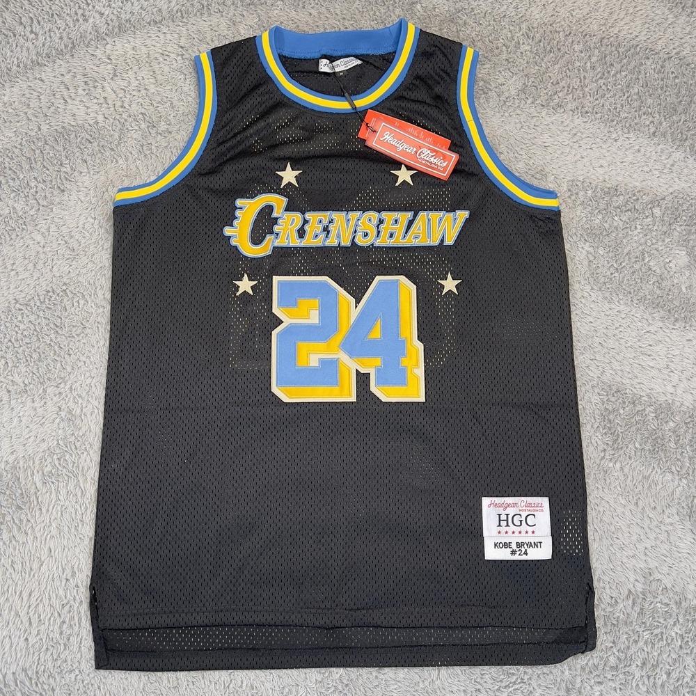 Crenshaw Jersey Mens M Black‎ Kobe Bryant 24 NBA Basketball Throwback Headgear